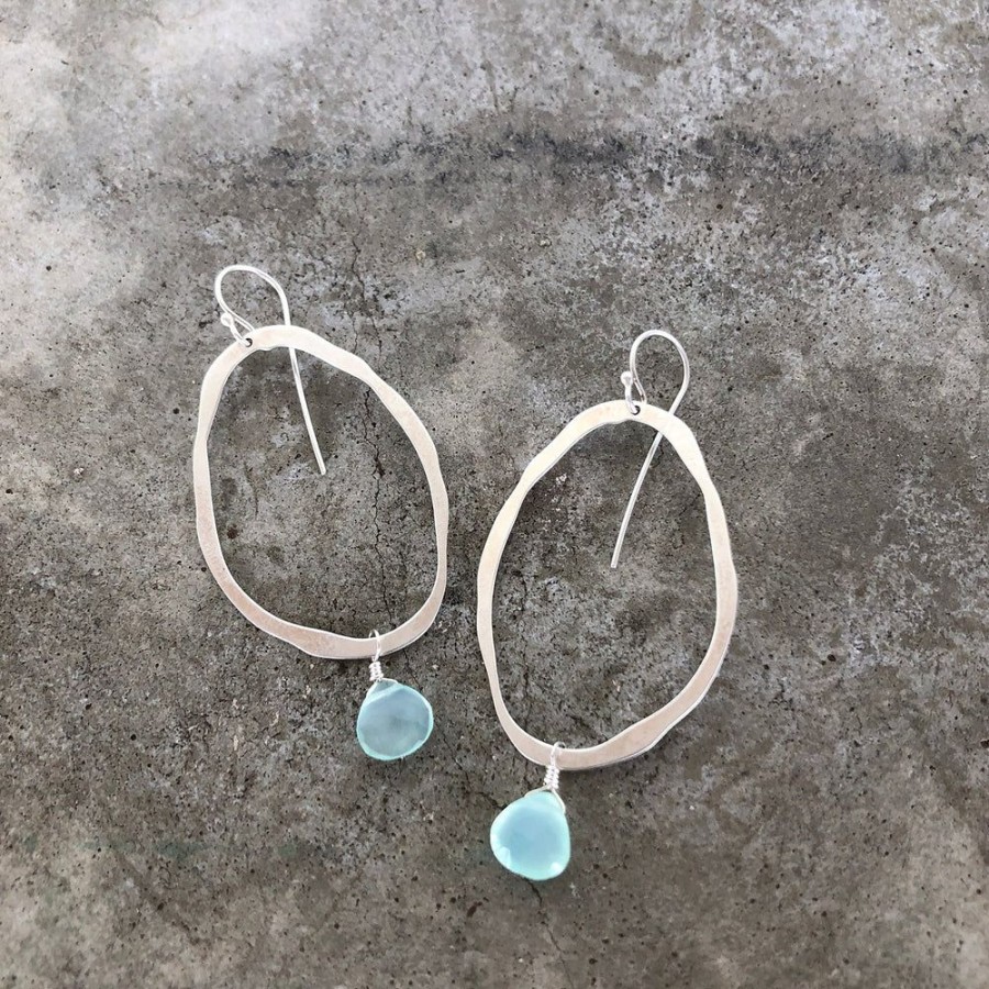 Jewelry Lisa Crowder Metal | Extra Thin Rough Cut Earring With Stone