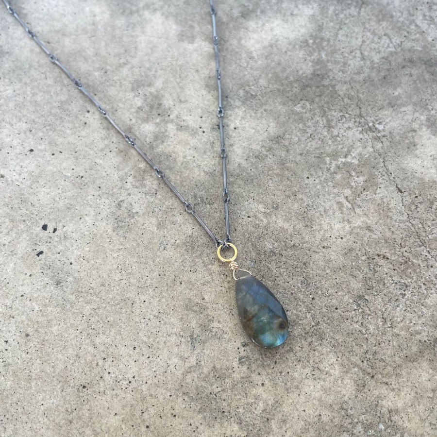 Jewelry Lisa Crowder Stone | Small Faceted Labradorite Teardrop Necklace