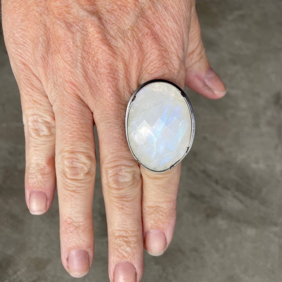 Jewelry Lisa Crowder Stone | Large Rainbow Moonstone Ring