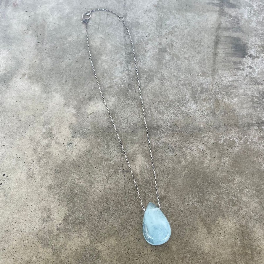 Jewelry Lisa Crowder Metal | Dreamy Aquamarine Teardrop Necklace