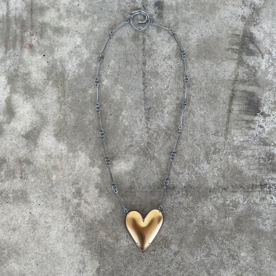 Jewelry Lisa Crowder Metal | Large Gold Heart Necklace