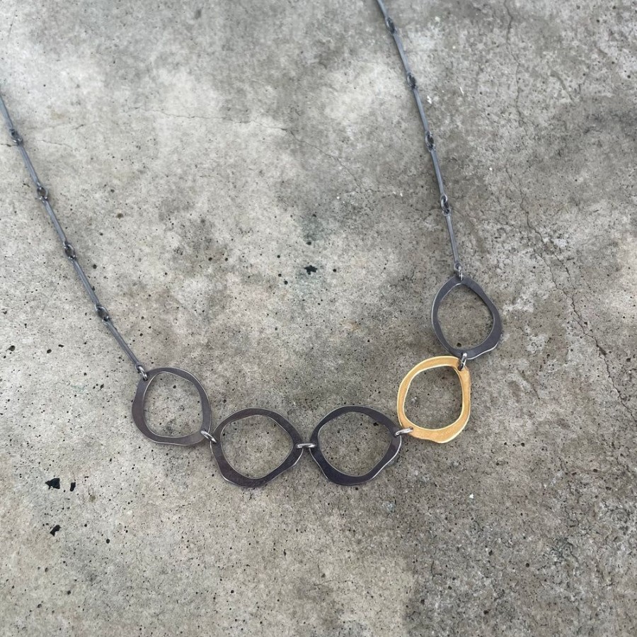 Jewelry Lisa Crowder Metal | Small 5 Rough Cut Two Tone Necklace