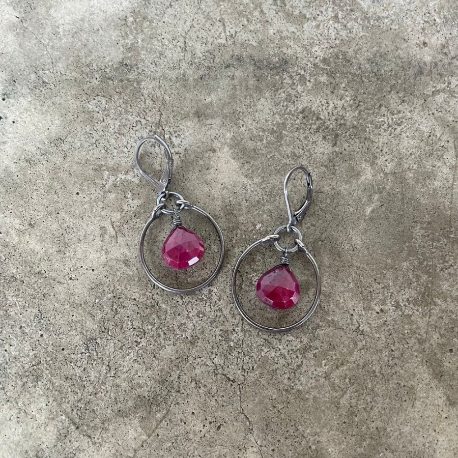 Jewelry Lisa Crowder Stone | Ruby Stirrup Earrings