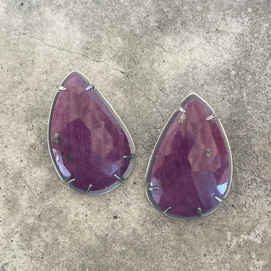 Jewelry Lisa Crowder Stone | Faceted Ruby Post Earrings