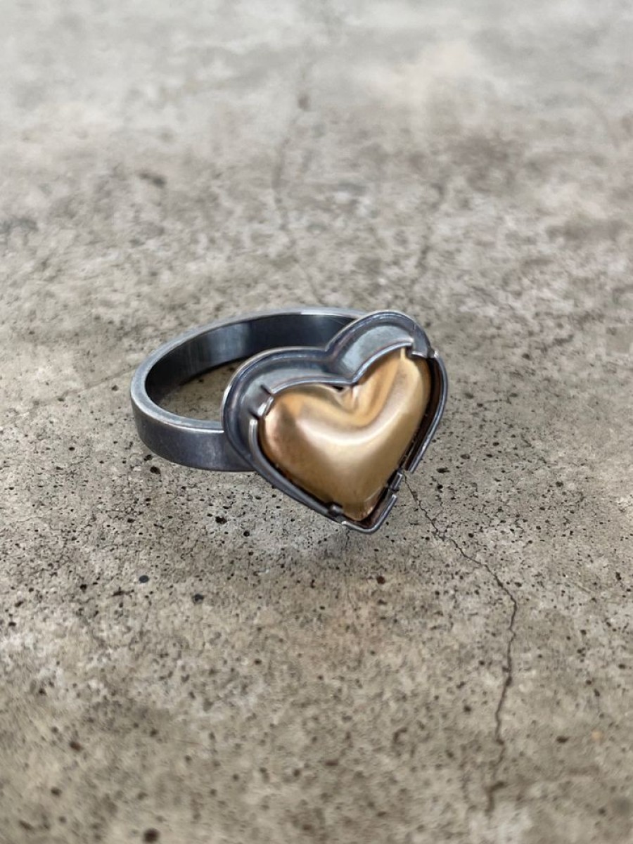 Jewelry Lisa Crowder Enamel | Tiny Enamel Heart Ring- Gold