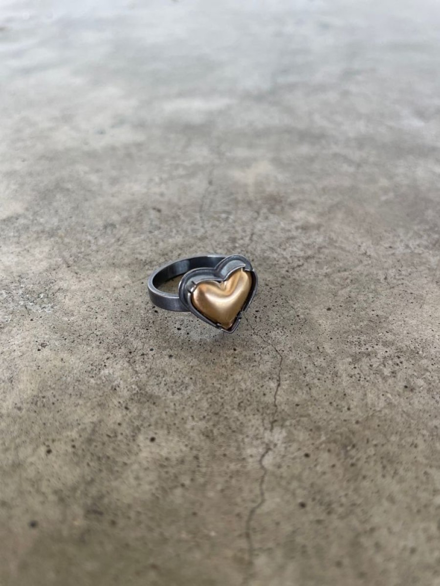 Jewelry Lisa Crowder Enamel | Tiny Enamel Heart Ring- Gold