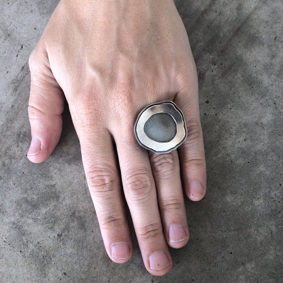 Jewelry Lisa Crowder Metal | Medium Single Rough Cut Double Layer Ring