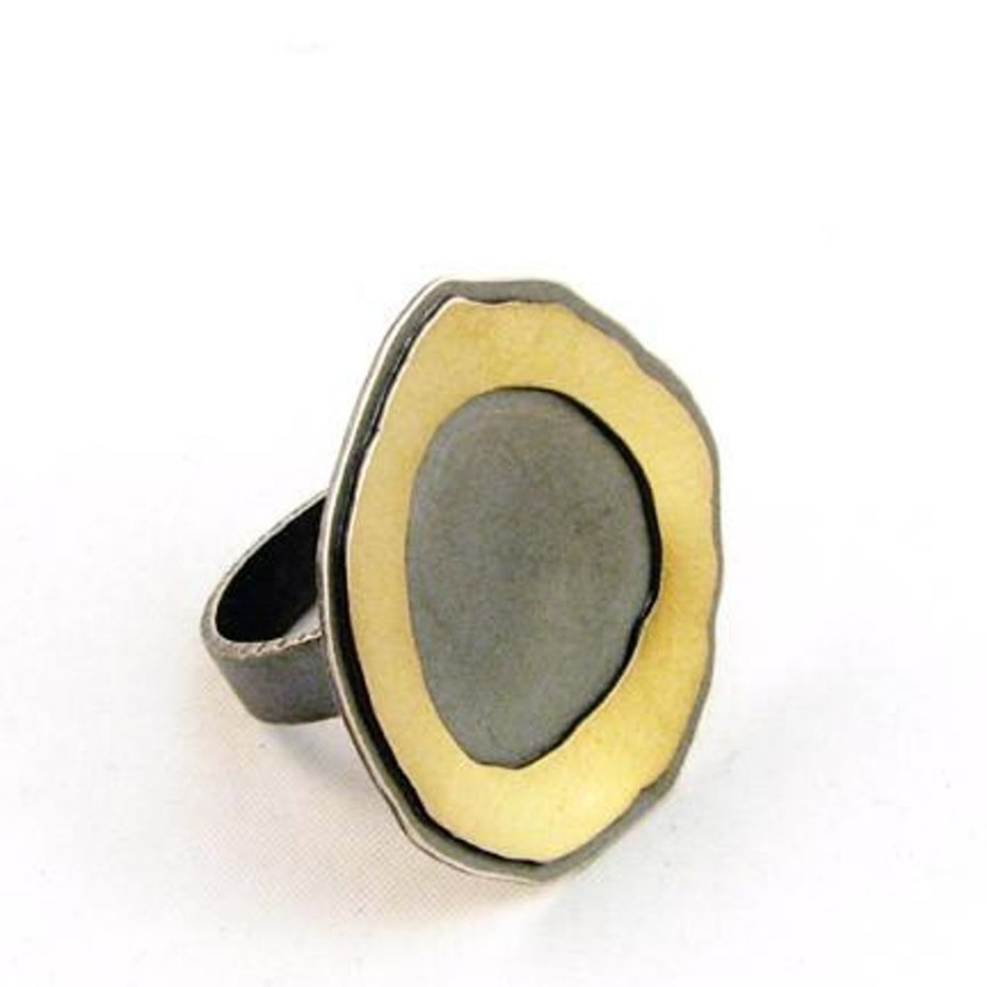 Jewelry Lisa Crowder Metal | Medium Single Rough Cut Double Layer Ring