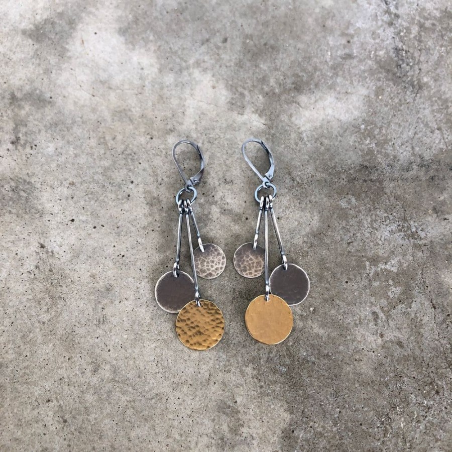 Jewelry Lisa Crowder Metal | Three Hammered Disc Earring