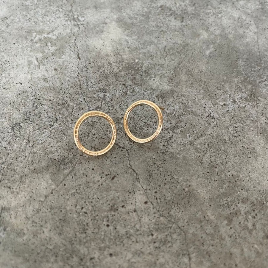 Jewelry Lisa Crowder Metal | Tiny Vermeil Hatch Hoop Earring