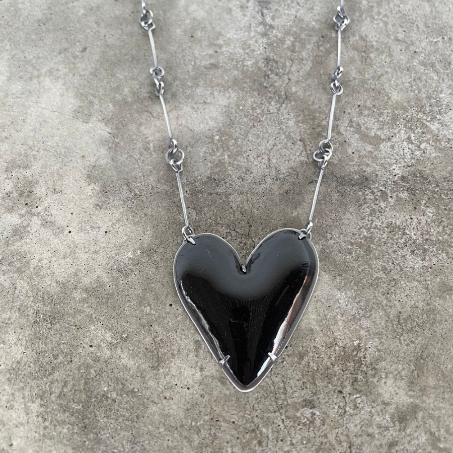 Jewelry Lisa Crowder Enamel | Large Enamel Heart Necklace