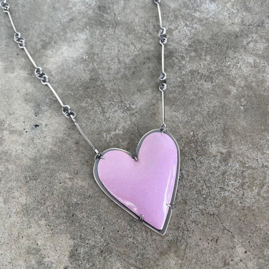 Jewelry Lisa Crowder Enamel | Large Enamel Heart Necklace