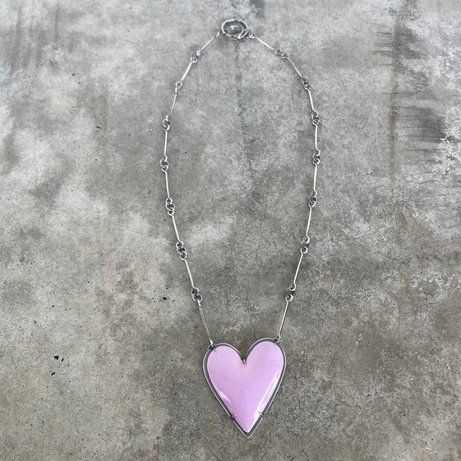 Jewelry Lisa Crowder Enamel | Large Enamel Heart Necklace