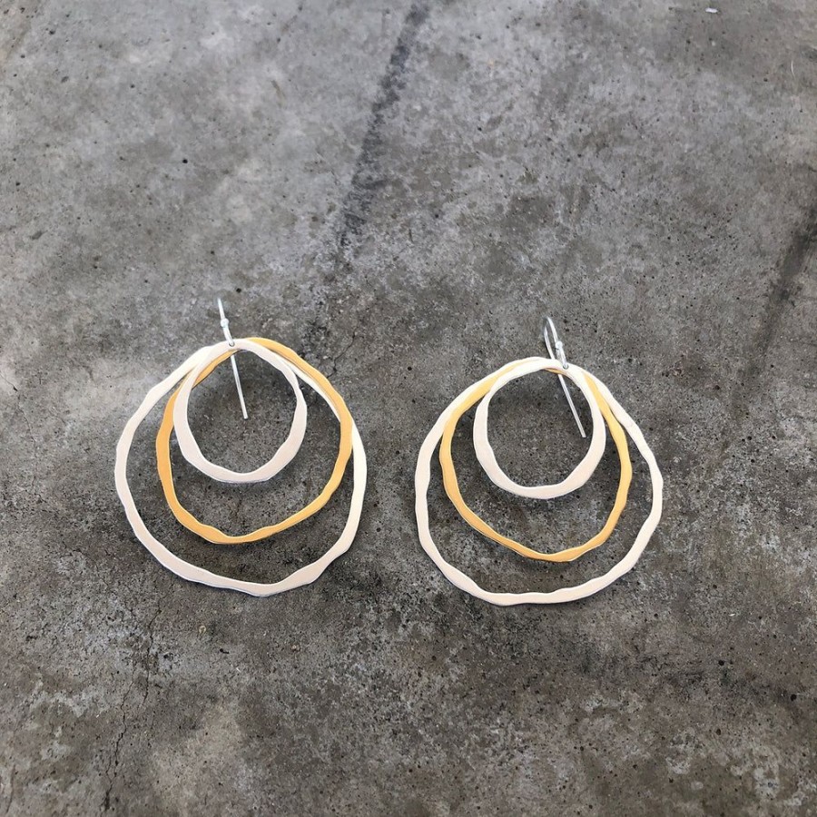 Jewelry Lisa Crowder Metal | 3 Layer Round Rough Cut Earrings