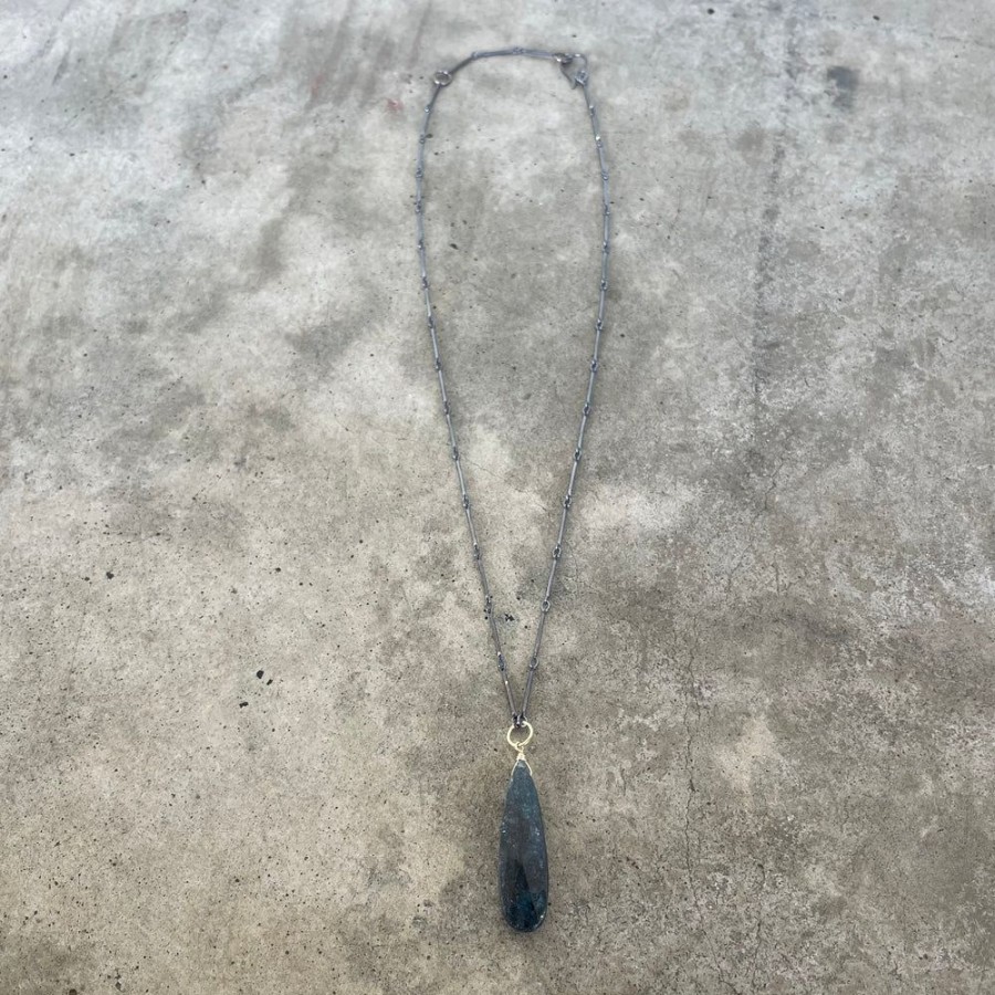 Jewelry Lisa Crowder Stone | Faceted Kyanite Teardrop Necklace-2 Tone