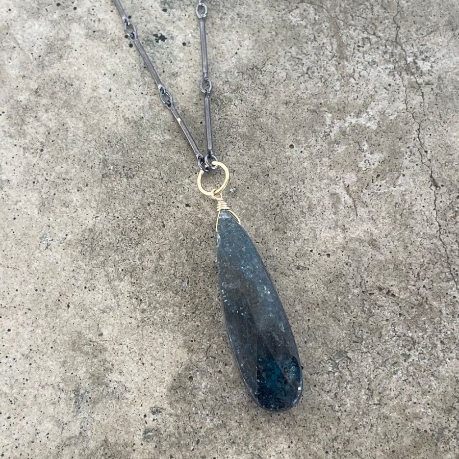 Jewelry Lisa Crowder Stone | Faceted Kyanite Teardrop Necklace-2 Tone