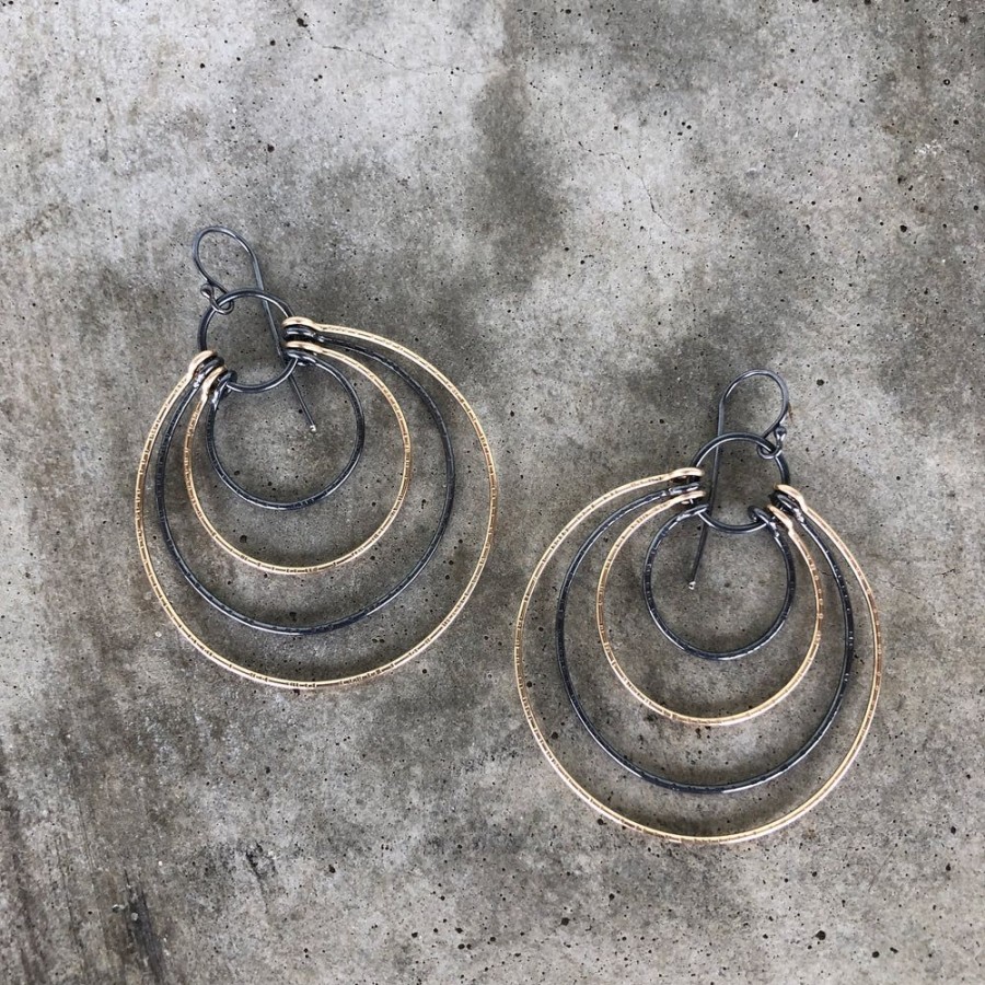 Jewelry Lisa Crowder Metal | Multi Circle Hatch Earrings