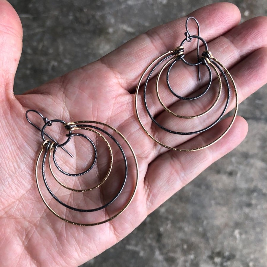 Jewelry Lisa Crowder Metal | Multi Circle Hatch Earrings