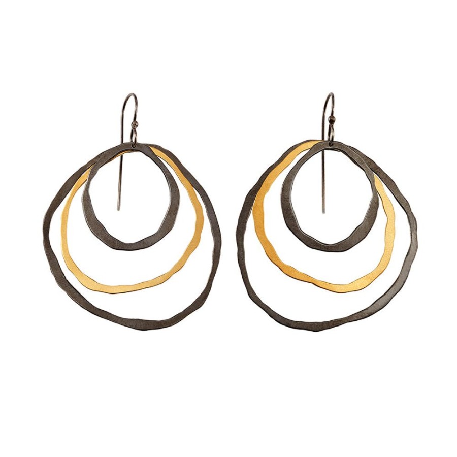 Jewelry Lisa Crowder Metal | 3 Layer Round Rough Cut Earrings