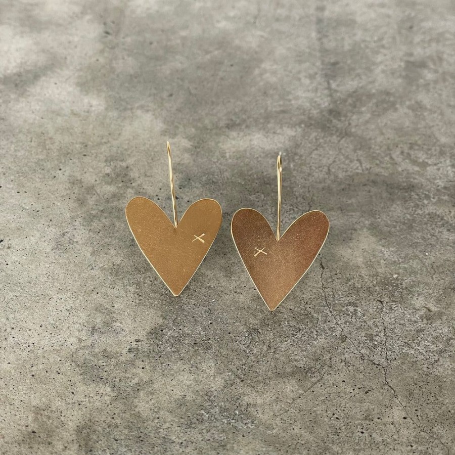 Jewelry Lisa Crowder Metal | Large Asymmetrical Heart Earrings