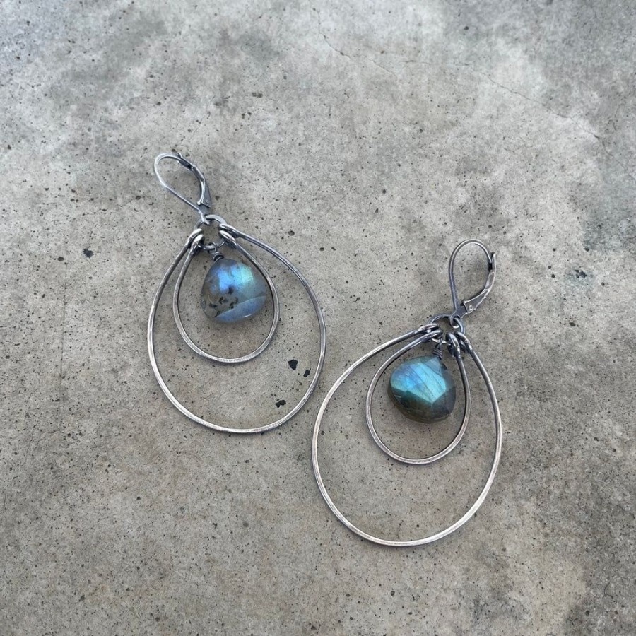 Jewelry Lisa Crowder Stone | Labradorite Double Stirrup Earrings