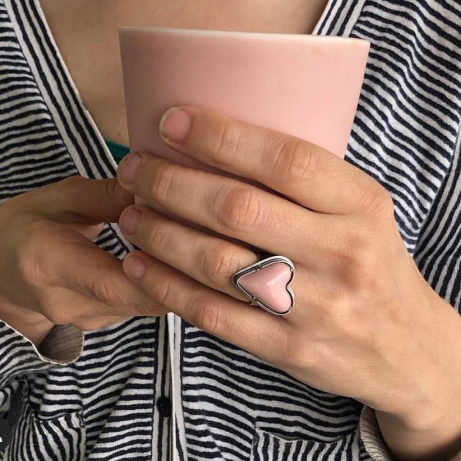 Jewelry Lisa Crowder Enamel | Pink Enamel Heart Ring