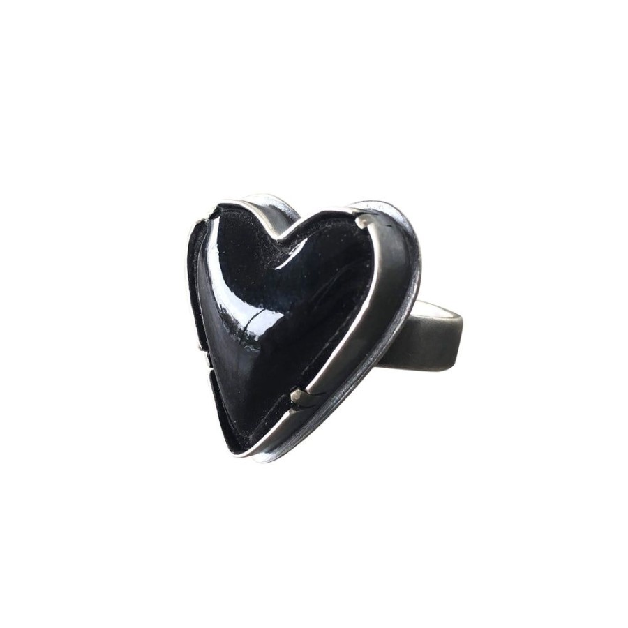 Jewelry Lisa Crowder Enamel | Black Enamel Heart Ring