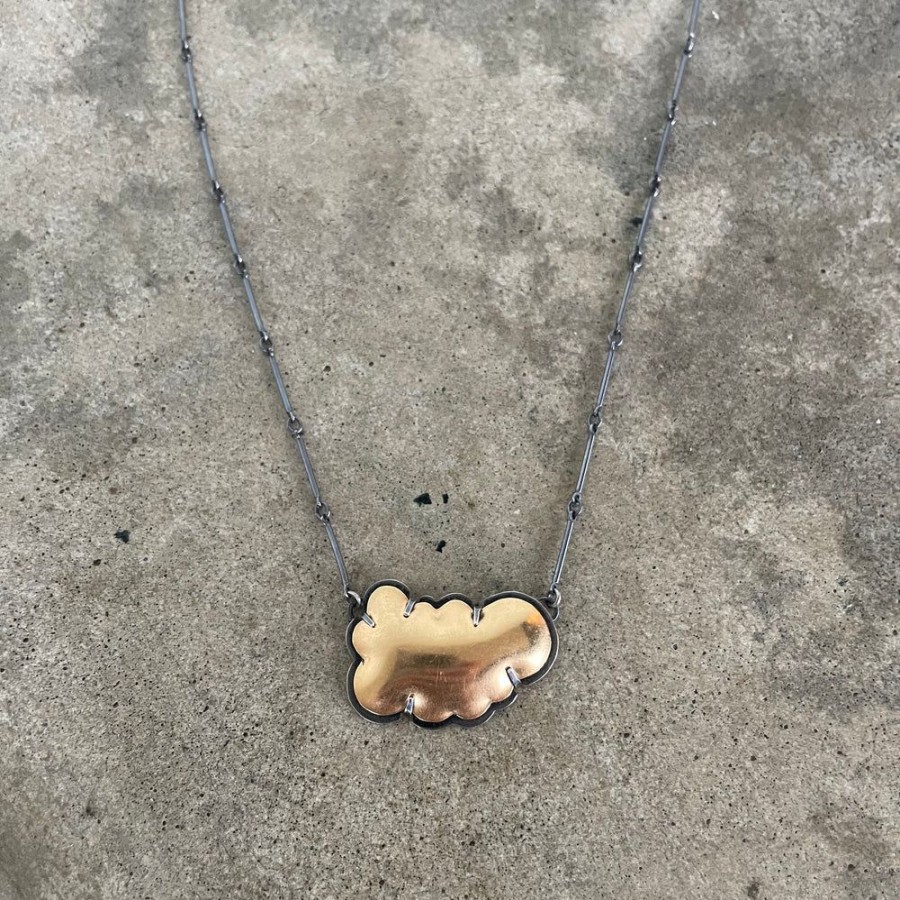 Jewelry Lisa Crowder Metal | Medium Gold Small Cloud Necklace