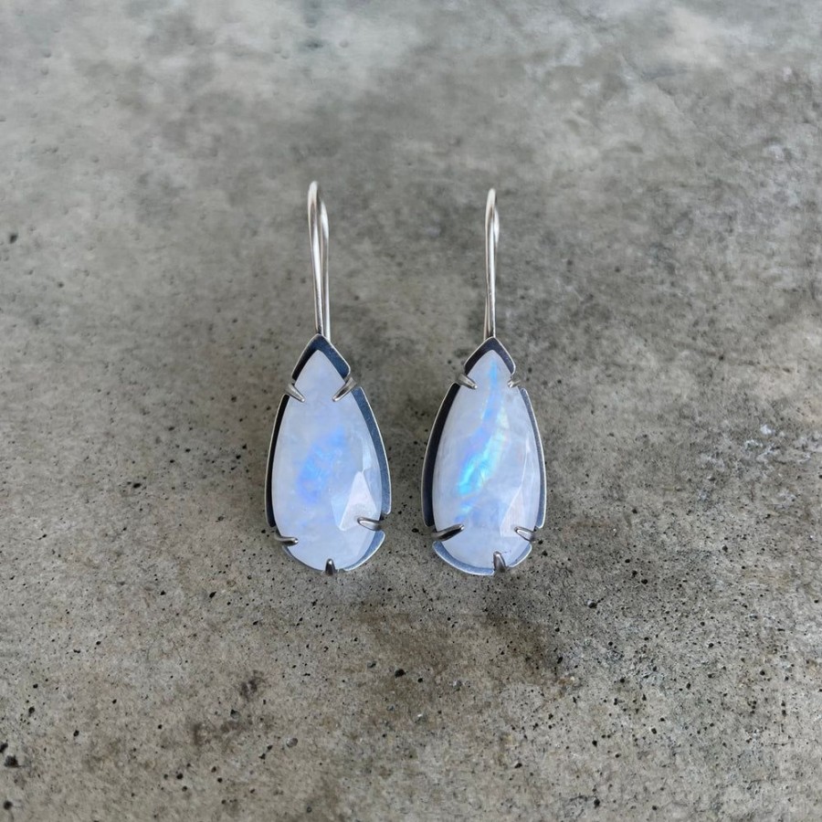 Jewelry Lisa Crowder Stone | Rainbow Moonstone Teardrop Earrings