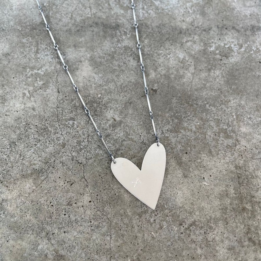 Jewelry Lisa Crowder Metal | Asymmetrical Heart Necklace-Matte