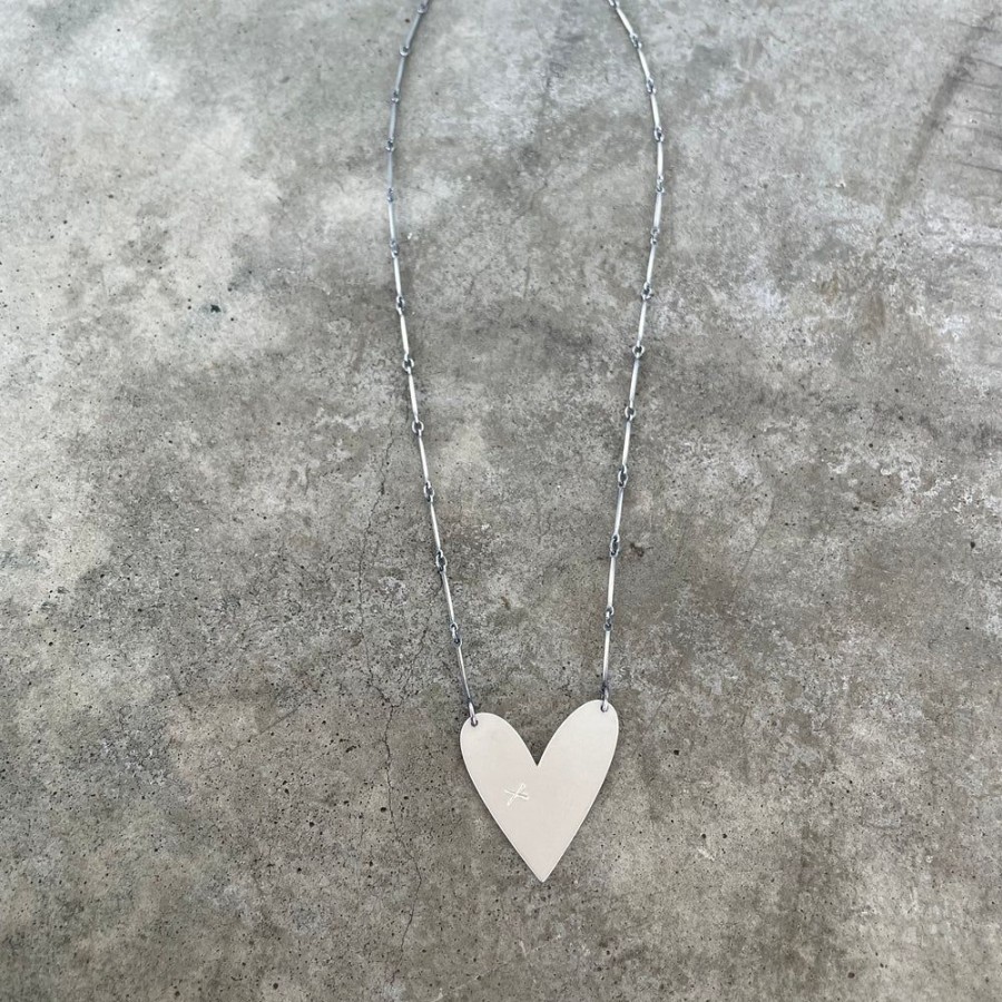 Jewelry Lisa Crowder Metal | Asymmetrical Heart Necklace-Matte